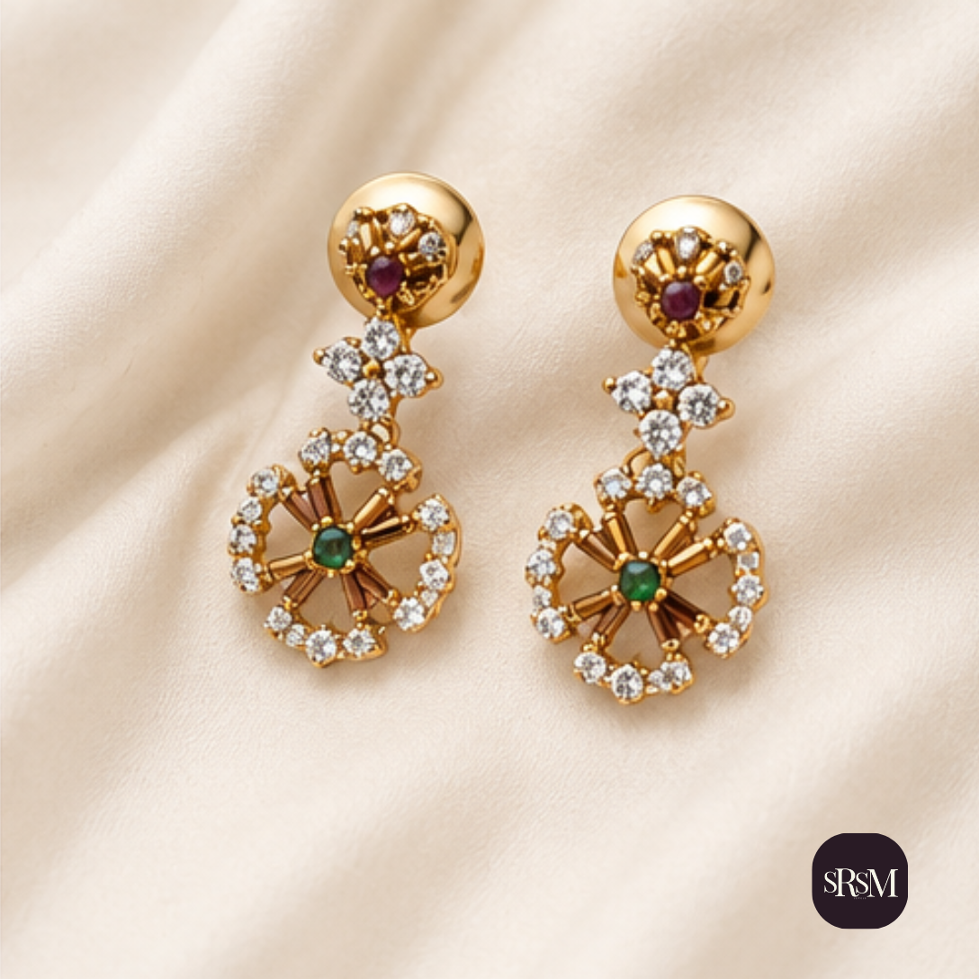 Elegant Ruby & Emerald Floral Collar Necklace Set | Gold Finish Designer Jewellery - Image 5