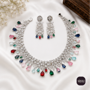 Luxury American Diamond Statement Necklace Set